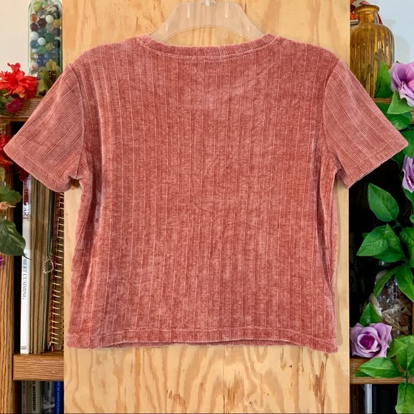 EUC Zara Chenille Textured Short Sleeve Crop Top M - Picture 3 of 13